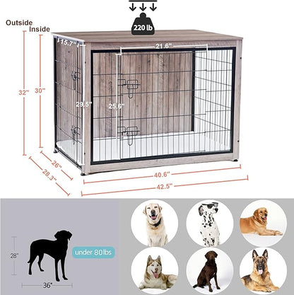 DWANTON Dog Crate Furniture with Cushion 43.3" L,