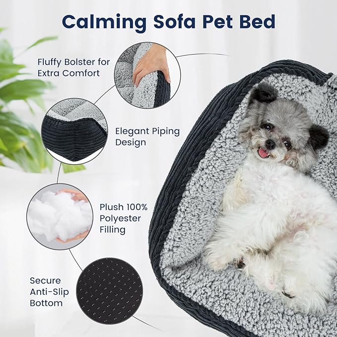 Miguel Washable Dog Bed with Removable Cushion for Small Dogs 18 Inch