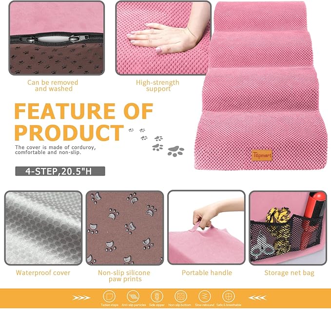 Topmart High Density Foam Dog Steps 4 Tiers