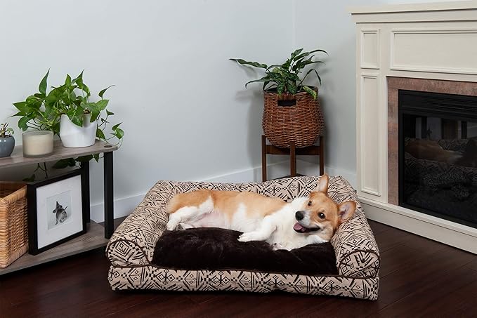 Furhaven Pillow Dog Bed for Large/Medium Dogs w/ Removable Bolsters & Washable Cover