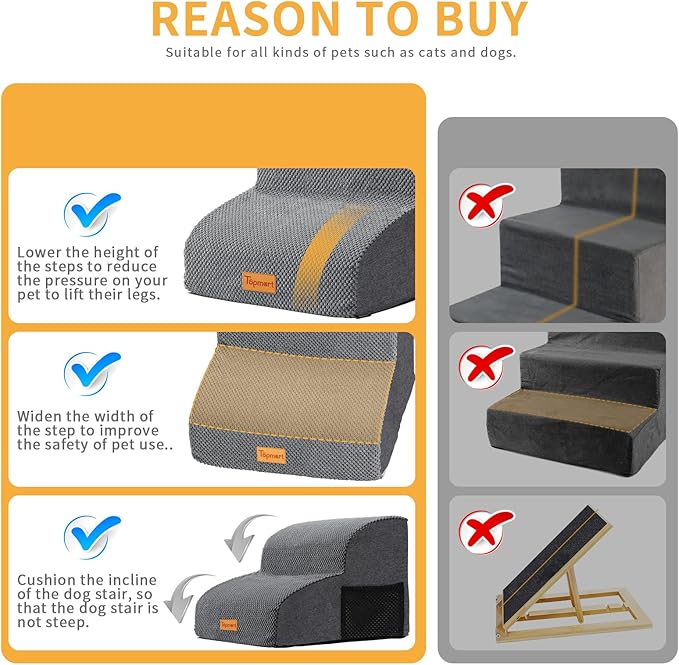 Topmart High Density Foam Pet Steps 2 Tiers 11.8" High,Non-Slip