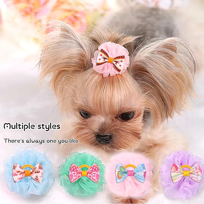 Puppy Small Dogs Hair Barrettes Bows with Rhinestone Tiny Birthda,30 Pairs