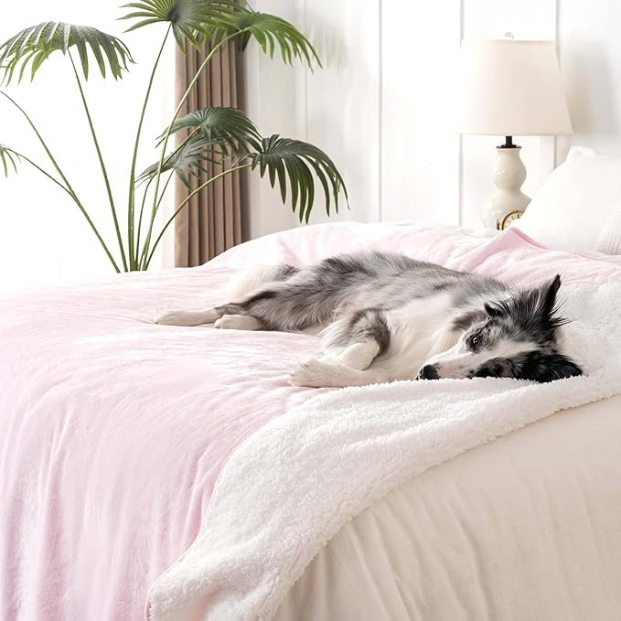 PETHUR Waterproof Dog Blanket for Bed 60"x80", Light