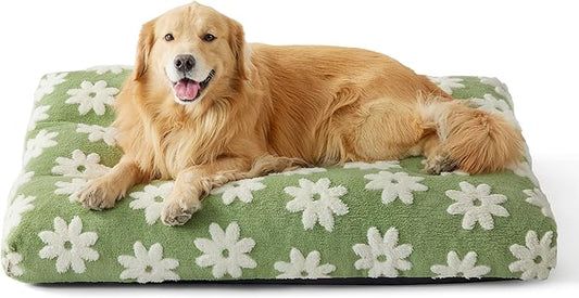 Lesure Extra Large Dog Bed-Thick Shredded Chopped Foam Pet Bed Bottom(44x32', Green)