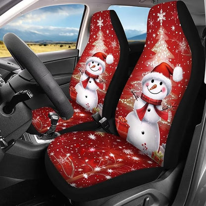 Christmas Tree Snowman Seat Covers for Cars Front 4 Pieces