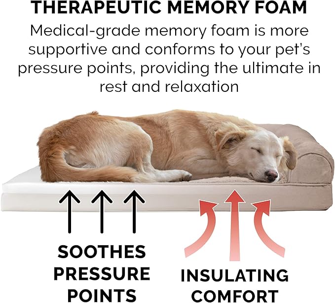 Furhaven Memory Foam Dog Bed for Large Dogs w/ Removable Bolsters & Washable Cover 125 lbs