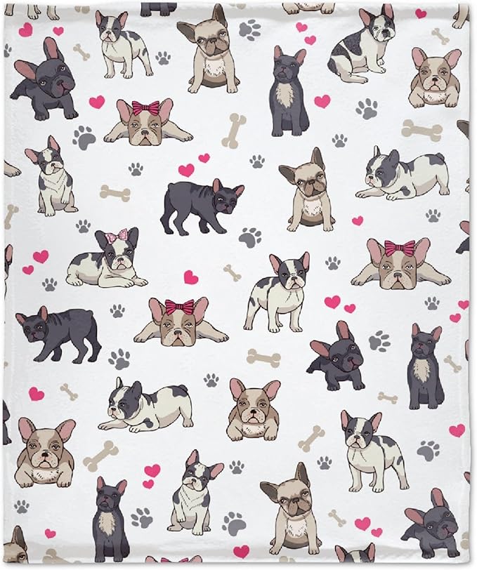 French Bulldog Pet Blanket Pet Dog Blanket Gifts Super Soft Bulldog Blanket for Dog 120"x90" for