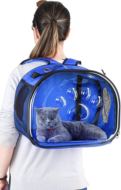 Pet Carrier Backpack, cat Carrier Bag, cat Dog Carrier Bag, Bird Carrier Bag, Backpack Carrier with Foldable Shoulder Strap, Designed for Cats and Puppies, Airline Approved, Travel, Hiking (Blue)