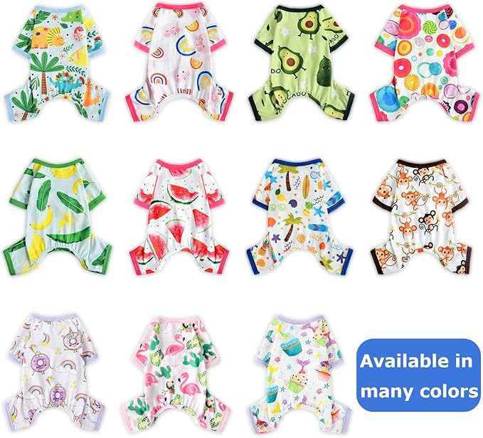 Dog Pajamas Pjs Spring Summer Dog Clothes for Small Dogs Girl - Boy - Medium Size Dogs, Soft Stretchy Puppy Clothes Doggie Onesies Cat Pet Jammies Outfit (Beach, Medium)