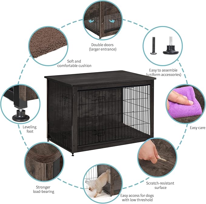 DWANTON Dog Crate Furniture with Cushion 38.5" L,
