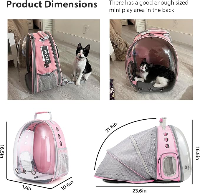 Cat Backpack Carrier,Expandable Pet Bubble Backpack Airline Approved, Pet Travel Carrying Bag for Small Medium Cats and Puppy with Hiking Walking Outdoor Use