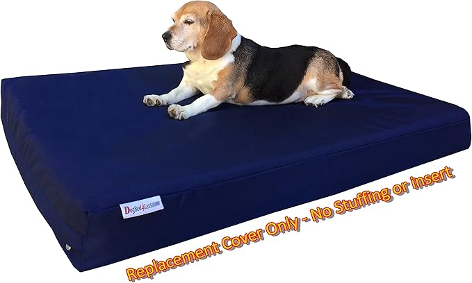 Dogbed4less Medium Large 1680 Ballistic Heavy Duty Dog Pet Bed External Zipper Duvet Cover - Replacement cover only, 37X27X4 Inches, Navy Blue