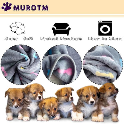 1 Pack 3 New Dogs Blankets for Large Dogs Medium Pet Blanket Super Soft Fluffy Premium Fleece Dog Blanket Flannel Throw for Dog Puppy Cat Paw Blanket (Grey, Large (41in x 31in))