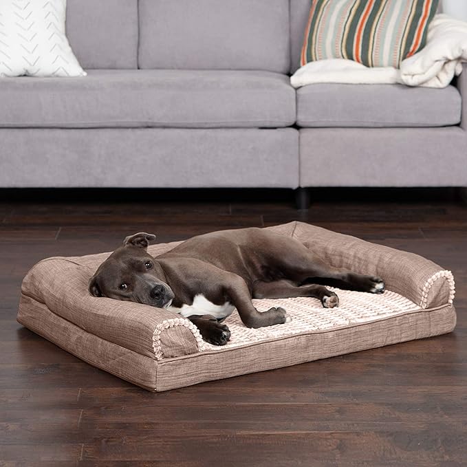 Furhaven Orthopedic Dog Bed for Large/Medium Dogs w/ Removable Bolsters & Washable Cover 55 lbs