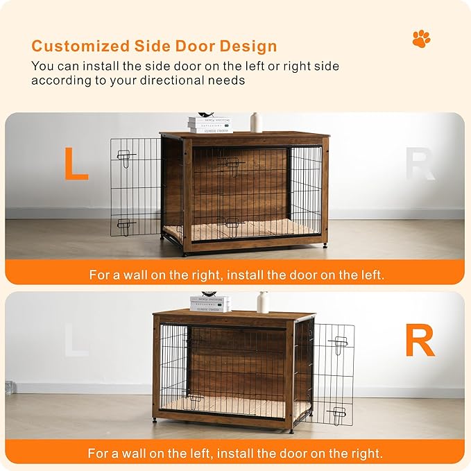 DWANTON Dog Crate Furniture with Cushion 38.5" L,