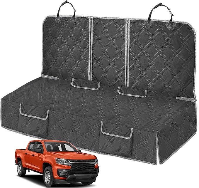 Dog Car Seat Cover for Mid-Size Truck, Compatible with Toyota Tacoma/Hilux, Ford Ranger, Chevy colorado/GMC Canyon, Nissan Frontier, Honda Ridgeline, Jeep Gladiator, 600D Waterproof Pet Seat