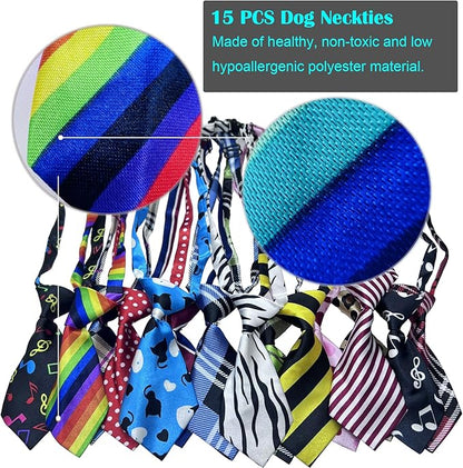 Allazone 24pcs Dog Neckties Dog Ties Adjustable Pet Neck Tie for Small Medium Puppy Cat Kitten Party Festival Birthday Gift Valentine's Holiday Wedding Assorted Doggies Grooming Supplies Accessories