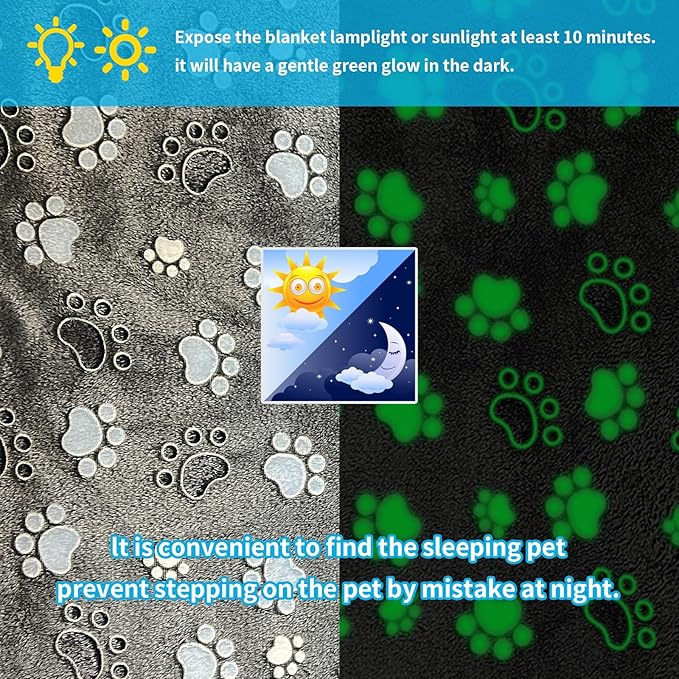 Glow Waterproof Dog Blanket Cats(paw80*60)