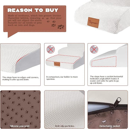 Topmart High Density Extended Foam Dog Ramp&Steps 3 Tiers 15.7" High,Non-Slip