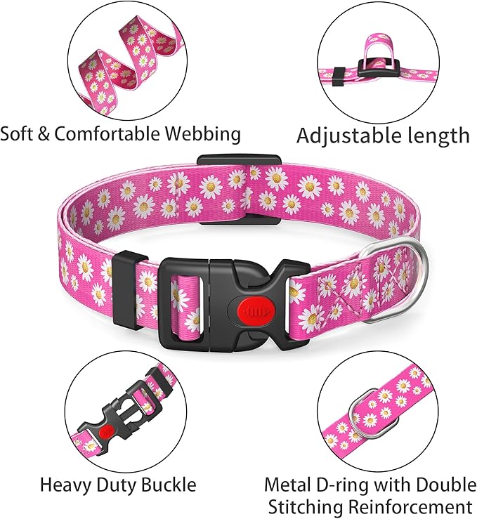 Cute Floral Dog Collar for Small Medium Large Dogs