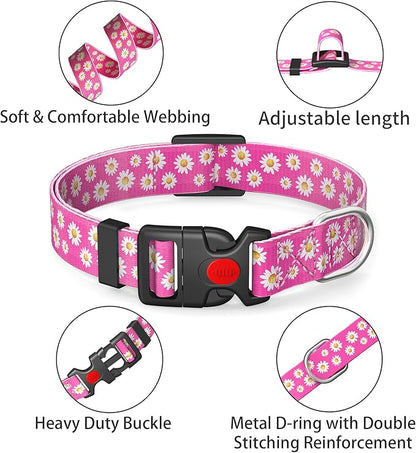 Cute Floral Dog Collar for Small Medium Large Dogs