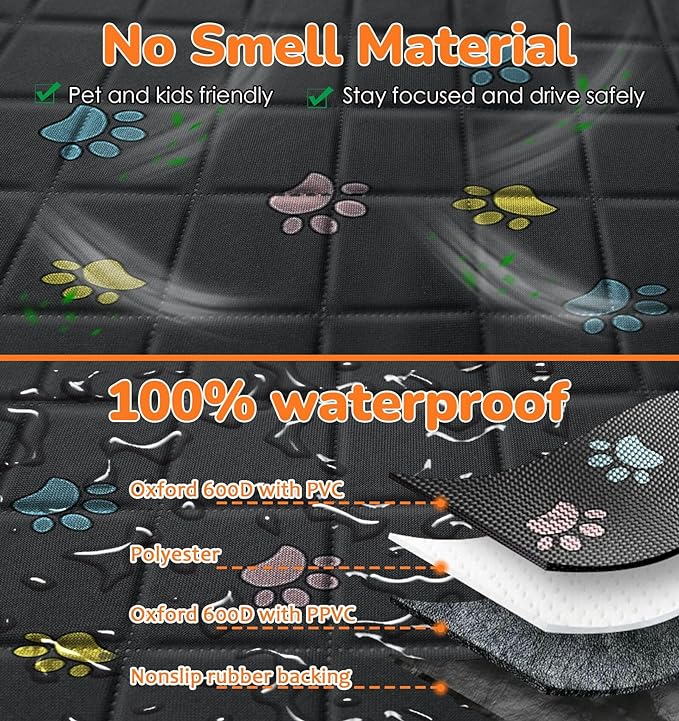 URPOWER Dog Seat Cover Car Seat Cover 100% Waterproof 600D Heavy