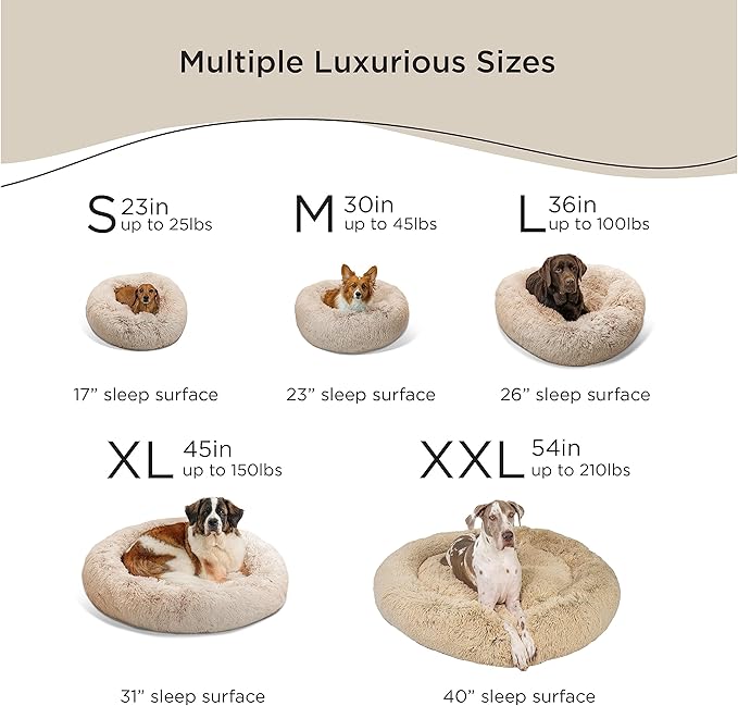 Best Friends by Sheri The Original Calming Donut Cat and Dog Bed in Shag Fur Taupe 30"