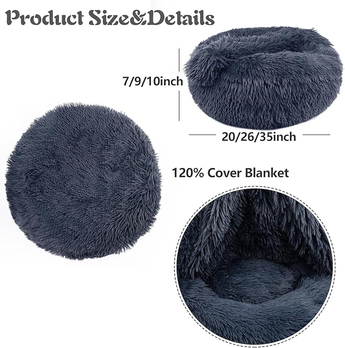 ShinHye Large Dog Bed Cat Bed Dog Bed with Blanket Plush Fluffy Hooded Dog Bed