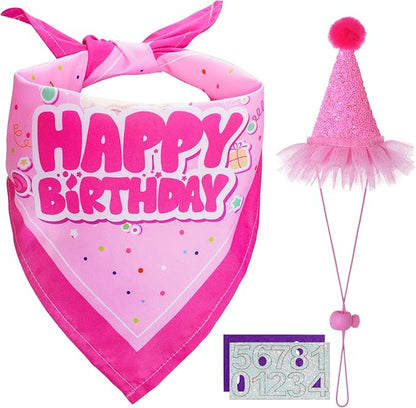 Dog Birthday Party Bandana Hat Set Dog Birthday