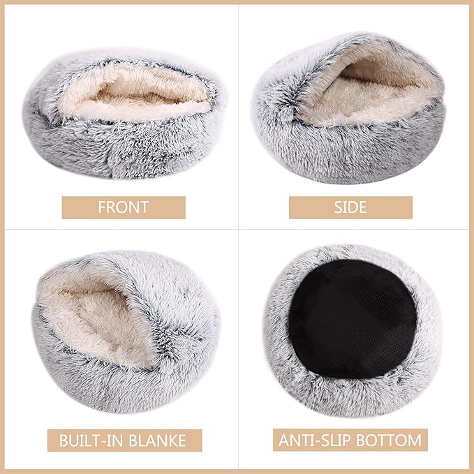 Cozy Dog Bed cat Bed with Cover cave for Small Dogs