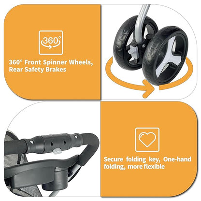 Foldable 3-in-1 Cat Pet Stroller for Medium Dogs up to 33 lbs