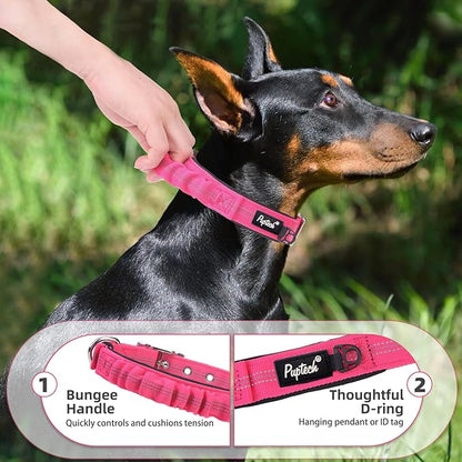 PUPTECK Heavy Duty Dog Collar with Handle Bungee for Small Medium Large Dogs