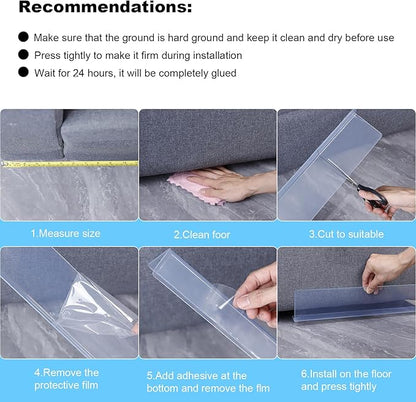 12 Pack Under Couch Blocker for Toys,Under Couch Bed Furniture Blocker Barrier Stopper for Pets Cats Dogs 16" L X 3.2" H Clear PVC Couch Guards with Strong Adhesive