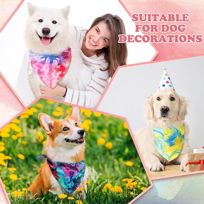 200 Pcs Tie Dye Dog Bandanas Bulk Pet