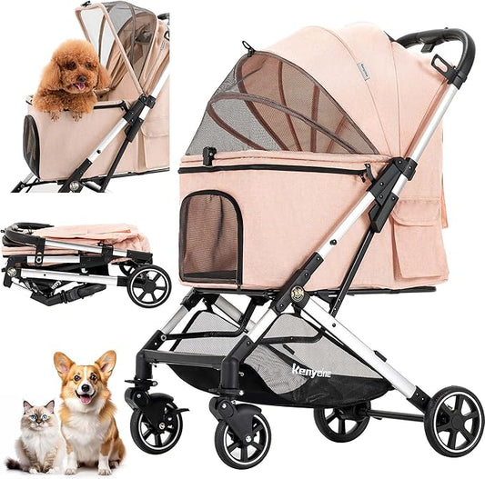Kenyone Pet Stroller for Small to Medium Dogs Durable Cat Stroller with Lightweight Aluminum Frame