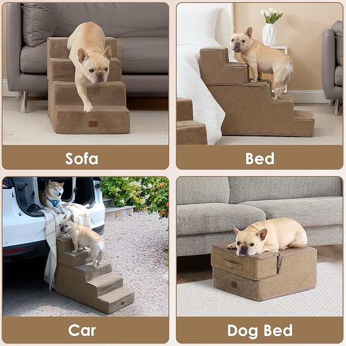EHEYCIGA Dog Stairs for Bed 18”H 4-Step Dog