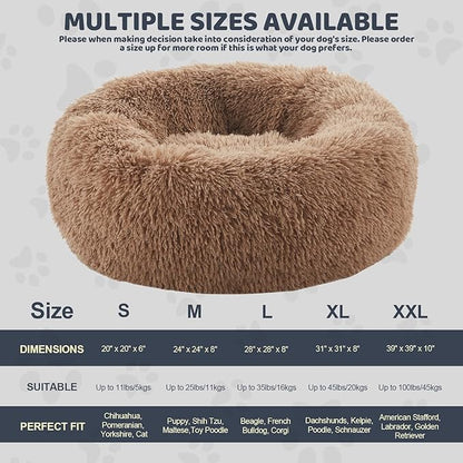 Calming Dog Bed for Medium Large Dogs 39", Brown