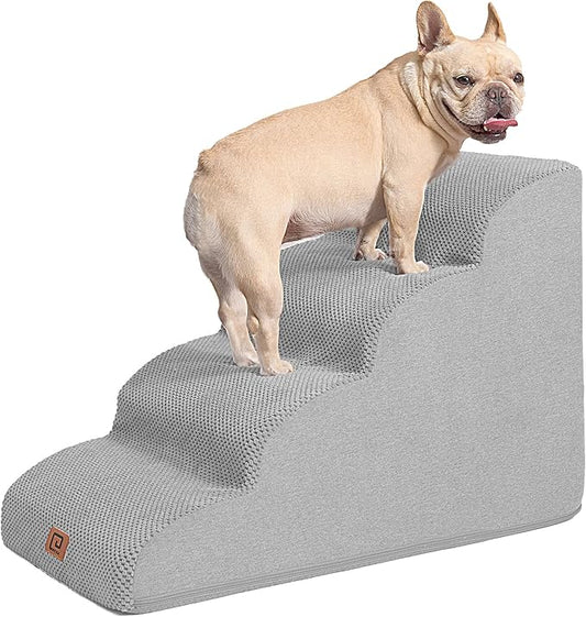 EHEYCIGA Curved Dog Stairs for High Beds 19.7" H 4-Step Dog
