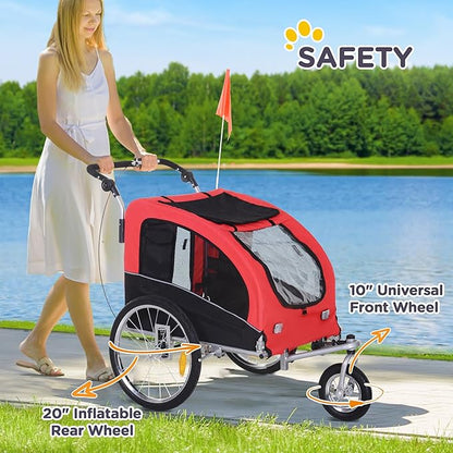 Aosom Dog Bike Trailer 2-in-1 Pet Stroller