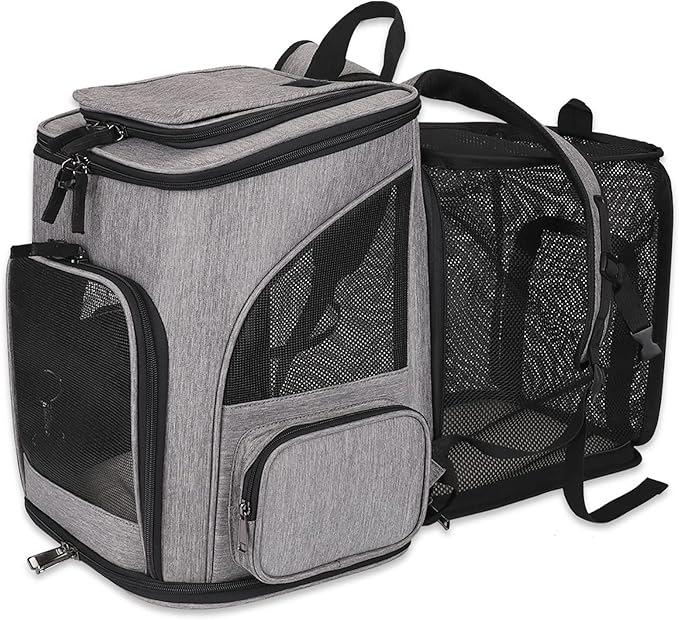 HALOVIE Pet Carrier Backpack Expandable for Cats Dogs Under 18 LB, Breathable Mesh Cat Backpack Carrier Bag, Foldable Dog Backpack Carrier for Small Dogs Rabbits Puppies