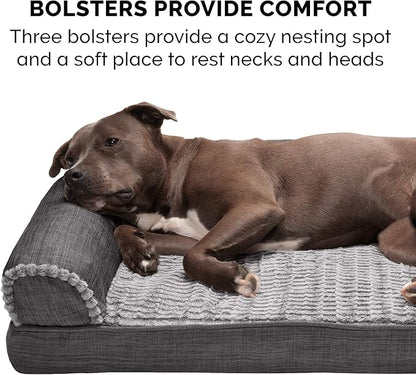Furhaven Orthopedic Dog Bed for Large/Medium Dogs w/ Removable Bolsters & Washable Cover 55 lbs