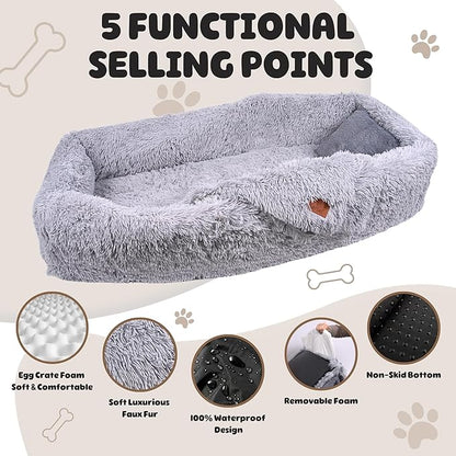 Comfy Human Dog Bed for People Adults 2in1 Foldable 70"x30”x12” Portable