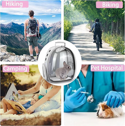 Small Pet Carrier Backpack Rabbit Carrier with Harness Vest Stretchy Elastic Leash Large Breathable Pet Carrier Airline Approved for Bunny Guinea Pig Ferret Hedgehog Kitten Travel Walking