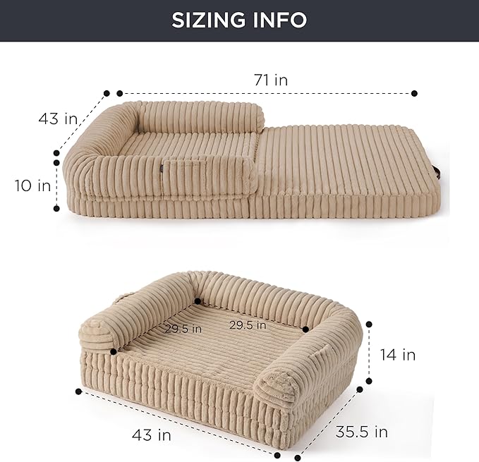Bedsure Foldable Human Dog Bed for People Adult 2 in 1 Corduroy