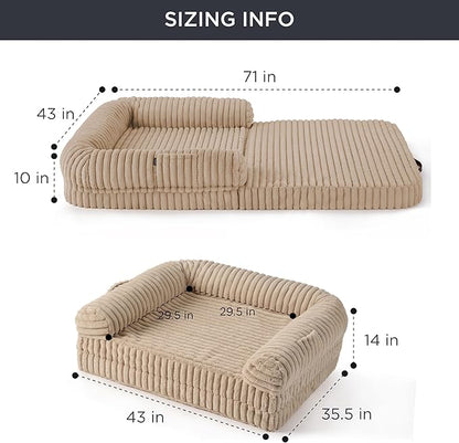 Bedsure Foldable Human Dog Bed for People Adult 2 in 1 Corduroy