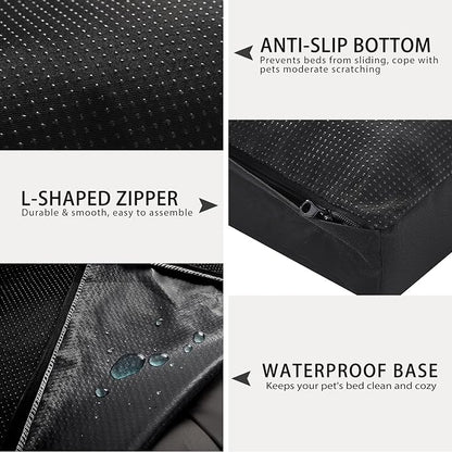 Dog Crate Bed Waterproof Deluxe Plush Dog Beds with Removable Washable Cover Anti-Slip Bottom Pet Sleeping Mattress for Large 29 x 18 inch,