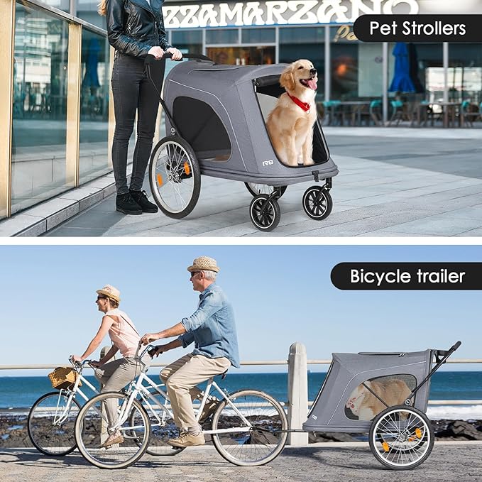 R8 Pro Extra Large Foldable Pet Stroller 100 lbs,