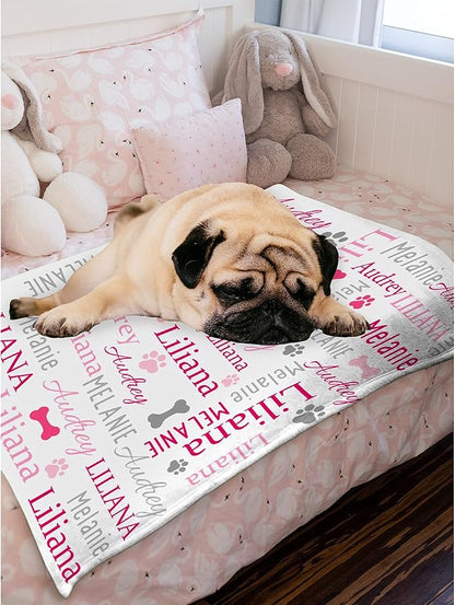 Personalized Dog Blankets Dog Paw Print Blanket Puppy Blanket 40"x30" for