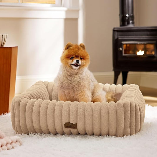 Bedsure Cute Dog Bed for Small Medium Dogs 25x21x7inches, Tuscan