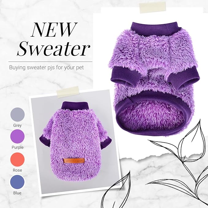 Dog Sweaters for Small Dogs Girl Boy Winter Puppy Sweater Clothes Fleece Warm Pet Outfit for Chihuahua Yorkie Teacup Cute Plain Cold Weather Dog Coat Cat Apparel Clothing (X-Small